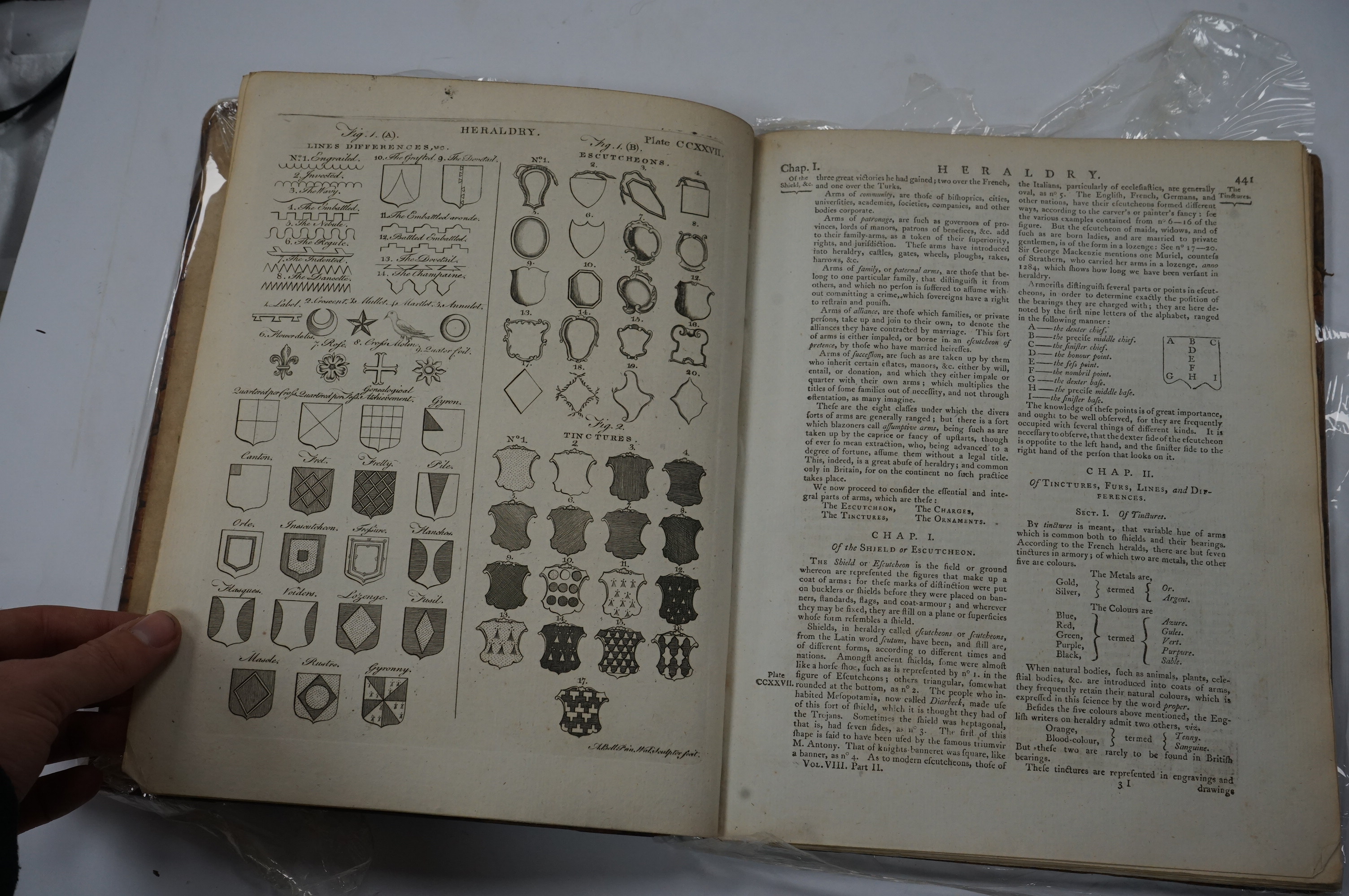 The British Compendium: or, Rudiments of Honour, lacks title and up to page 4, 142pp. full page text illustrations, [two part first volume of Francis Nichols's genealogical guide to the nobility of England] bound with a